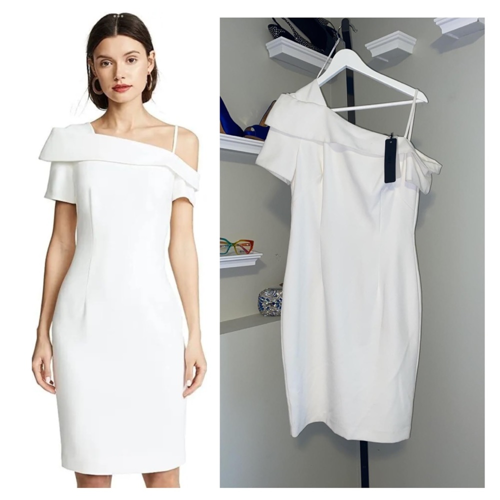 Black Halo White Off-Shoulder Dress